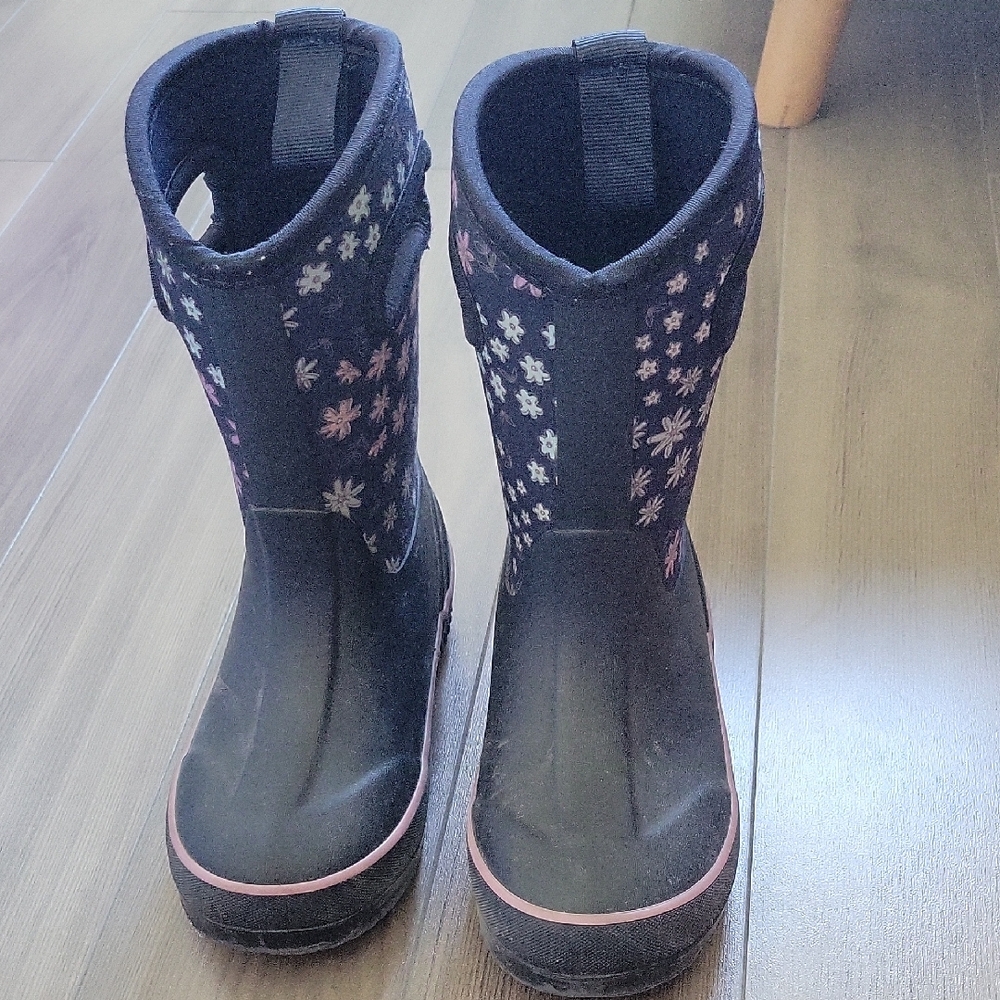 Kids Floral Black Boots 9